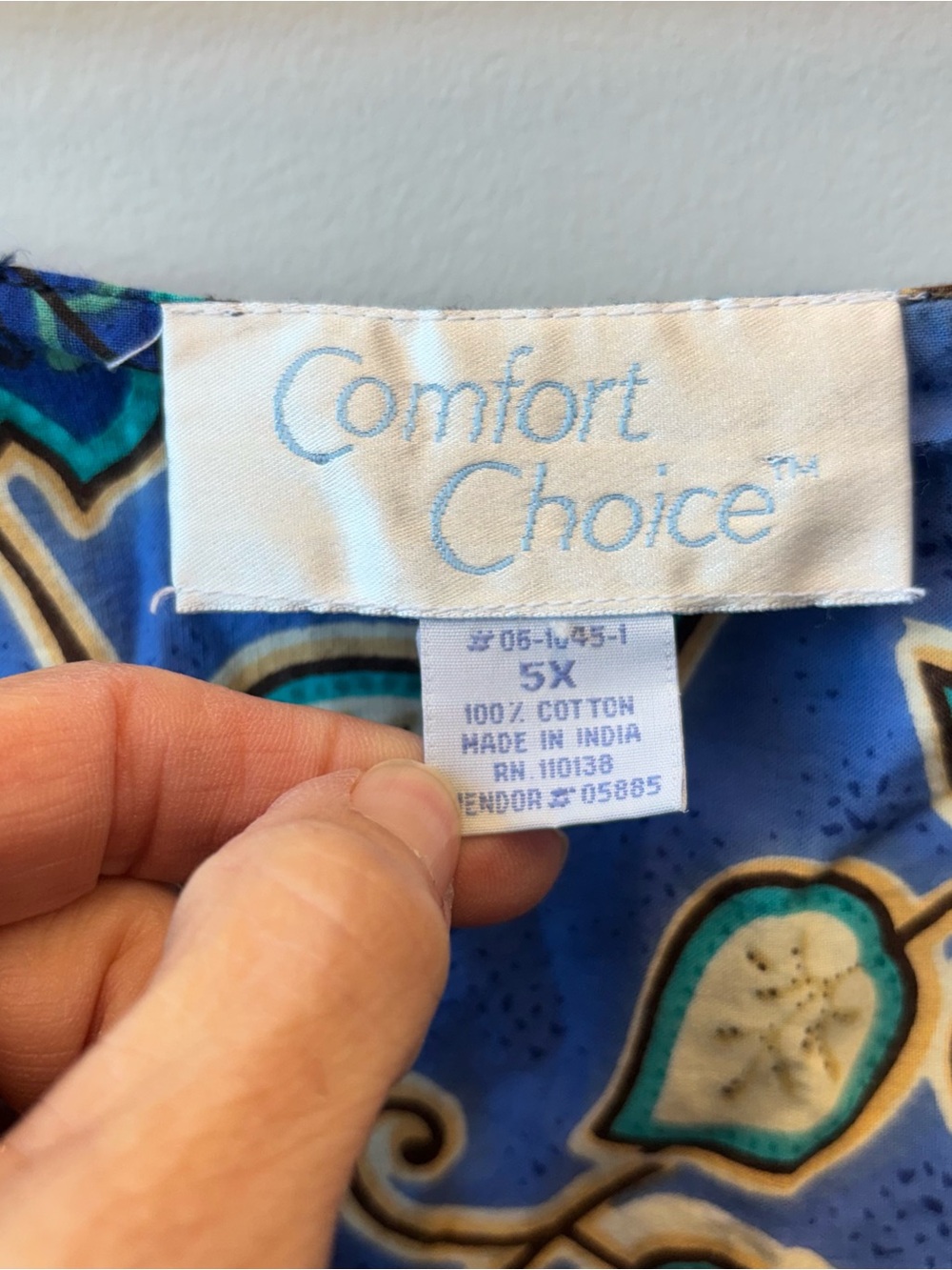 Comfort Choice 5X House Dress Kaftan half zip Blue Floral Cotton Pockets - Picture 4 of 10